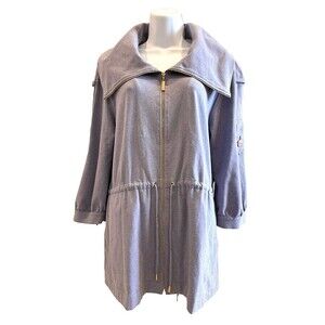 ST. JOHN Sport Jacket Small Jersey, Utility Periwinkle w Pink Buttons Gold Metal